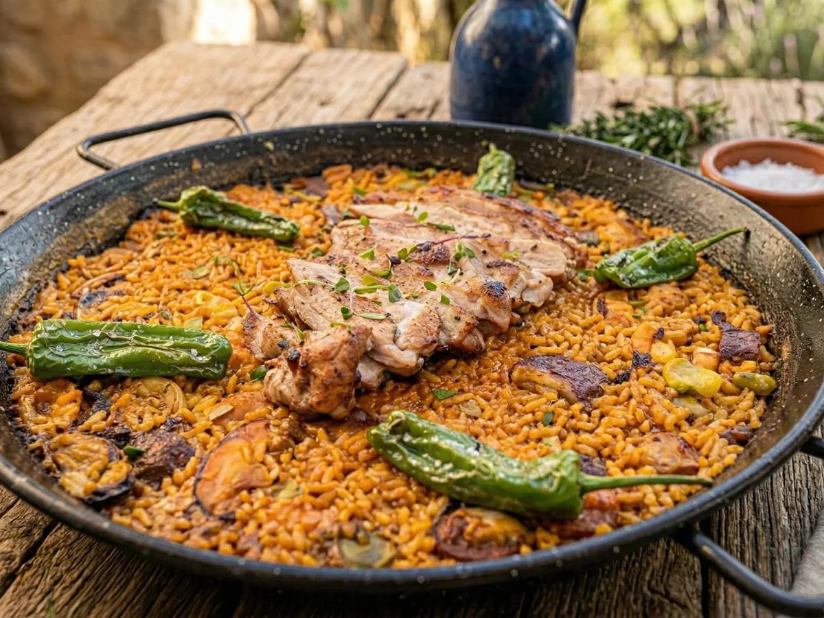 Arroz con secreto de cerdo al estilo paella