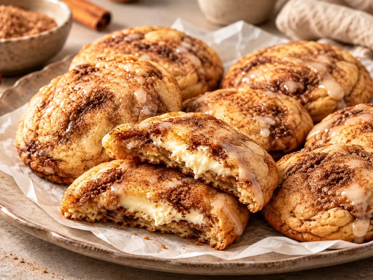 Galletas de Roll de Canela Rellenas de Cheesecake